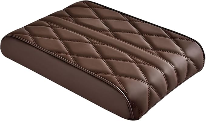 Car Center Console Cover Pad, Leather Auto Console Arm Rest Cover, Waterproof Car Armrest Seat Box Cushion Protector, Memory Foam Armrest Pillow for Most Cars (Coffee)
