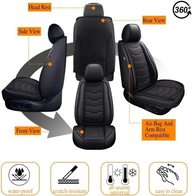 DISUTOGO Seat Covers Fit for NV200 2016-2020 Front Seat Covers Faux Leather Car Seat Covers Breathable Waterproof Car Seat Protector (2 Seats, Black)
