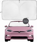 kinder Fluff Windshield Sunshade for Tesla S | Patented Car Sun Protection - Certified 99% UVR Block - Cool Car Interior | Foldable Sun Visor Cover | Automotive Accessories for Summer Heat