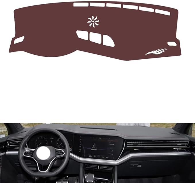 Leather Dashboard Cover Compatible with VW Compatible with Touareg (NO HUD 2019-2023，Dash Cover, Non-Slip Dash Cover, Dash mat Dashboard Cover, Interior Dash Covers