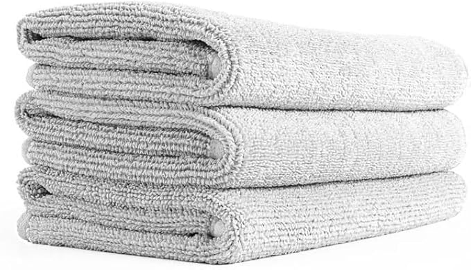 The Rag Company - Premium FTW Microfiber Cleaning Towels for Glass, Windows, Mirrors, Polished Surfaces - Streak-Free, Scratchless, 16" x16”, Ice Grey, 3-Pack