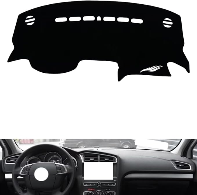 leather dashboard cover Compatible with Citroen C4L，dash cover（black）