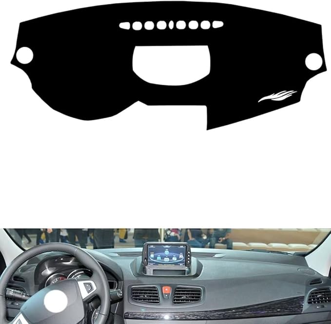 leather dashboard cover Compatible with Renault FLUENCE（navigation），dash cover（black）