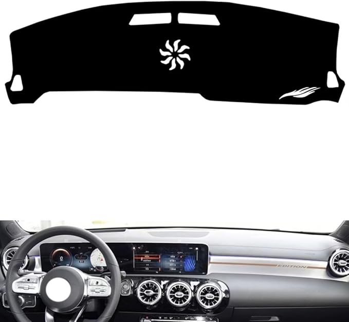 leather dashboard cover Compatible with Mercedes A Class（NO HUD） 2019-2024，dash cover（black）