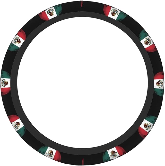 Neoprene Steering Wheel Cover Mexican Flag Skull Car Steering Wheel Cover Universal Fit for Most Cars