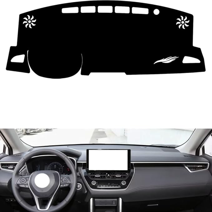 generic leather dashboard cover Compatible with Toyota Corolla Cross，dash cover（black）