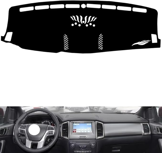 leather dashboard cover Compatible with Ford everest (speakers)，dash cover（black）