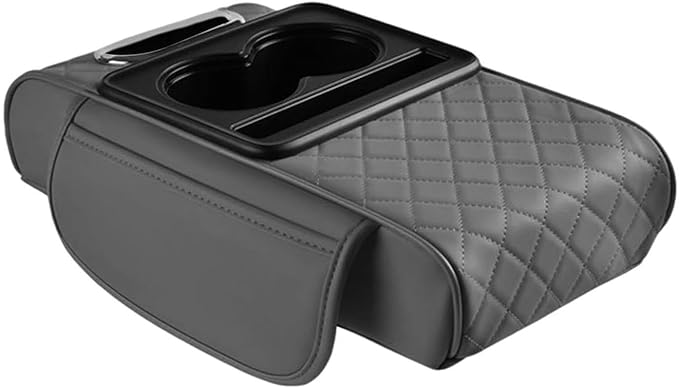 Car Center Console Pad PU Leather Armrest Organizer with Tissue Box Slot for Vehicles, Style D