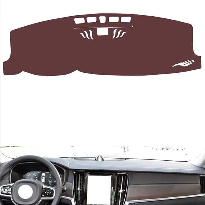 Leather Dashboard Cover Compatible with Volvo V90 (Gyroscope),Dash Board Cover mat Anti-Slip Sun-Proof and dust-Proof(Brown)
