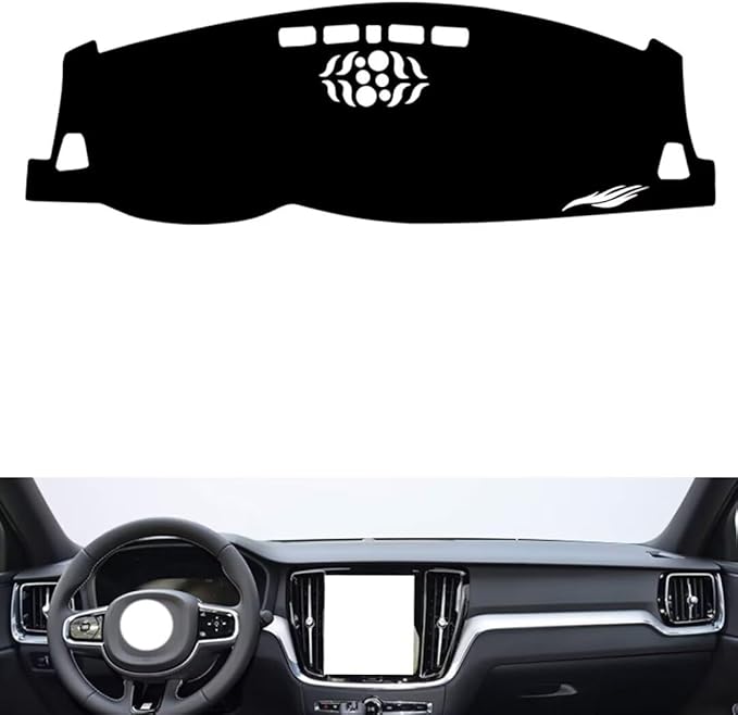 Leather Dashboard Cover Compatible with Volvo S60（NO HUD） 20-2025，Dash Cover（Black）