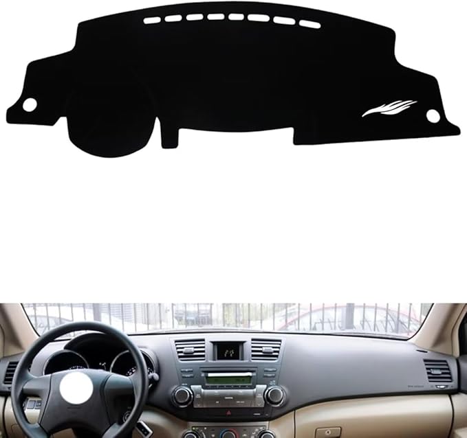 leather dashboard cover Compatible with Toyota Highladner 2009-2014，dash cover（black）