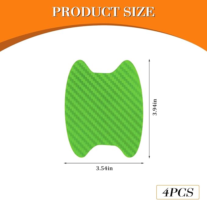 Car Door Handle Cup Scratch Protector, 4PCS 3D Carbon Fiber Vehicle Handle Bowl Sticker, Automotive Exterior Door Cup Protection Decal, Universal for SUV Caravan Automobile (Green)