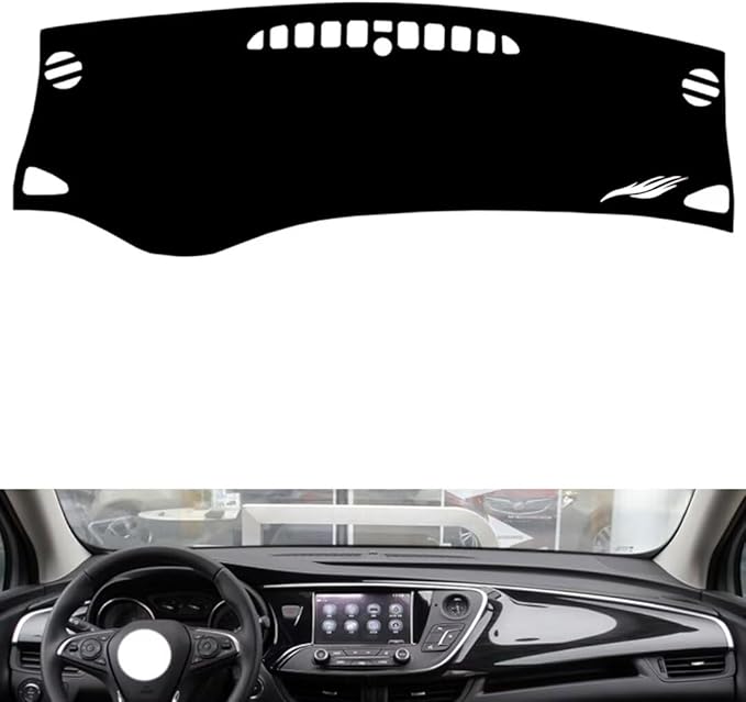 leather dashboard cover Compatible with Buick Envision (No warning light、no speakers)，dash cover（black）