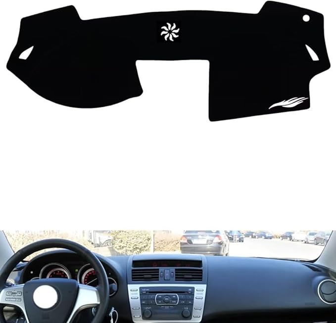 Leather Dashboard Cover Compatible with Mazda 6 (Speaker) 2009-2016，Dash Cover（Black）