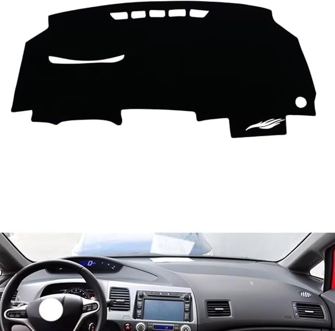 leather dashboard cover Compatible with HONDA CIVIC 2004-2009，dash cover（black）