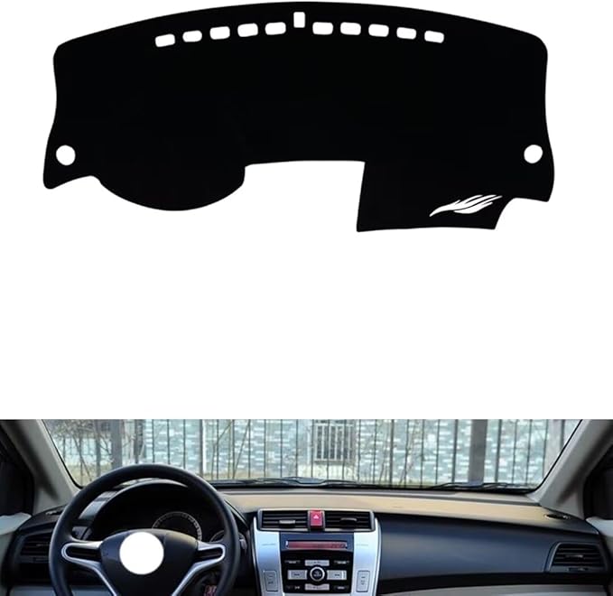 leather dashboard cover Compatible with HONDA City（Full coverage） 2008-2014，dash cover（black）