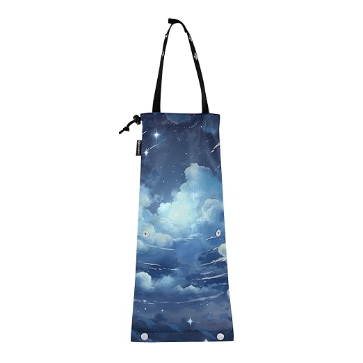ALAZA Hanging Car Trash Bags Garbage Bag Trash Can for Back Seat Small Cloud Blue Washable Storage Bag Retractable 2 Pack