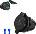 4.2A Dual USB Charger Socket, Waterproof Power Outlet 12V/24V 2.1A & 2.1A Quick Charge Socket, USB Charger Socket with Cap for Car Golf Cart Mobile RV ATV Truck Marine Boat (Green)