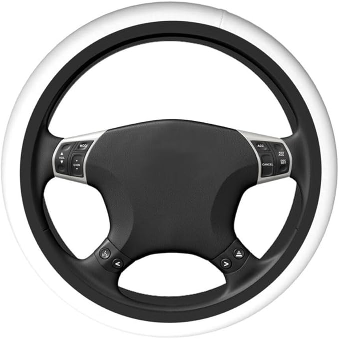 Elastic Stretch Steering Wheel Cover,Warm in Winter and Cool in Summer, Car Universal 15 inch, Microfiber Breathable Ice Silk, Anti-Slip, Odorless, Easy Carry,White