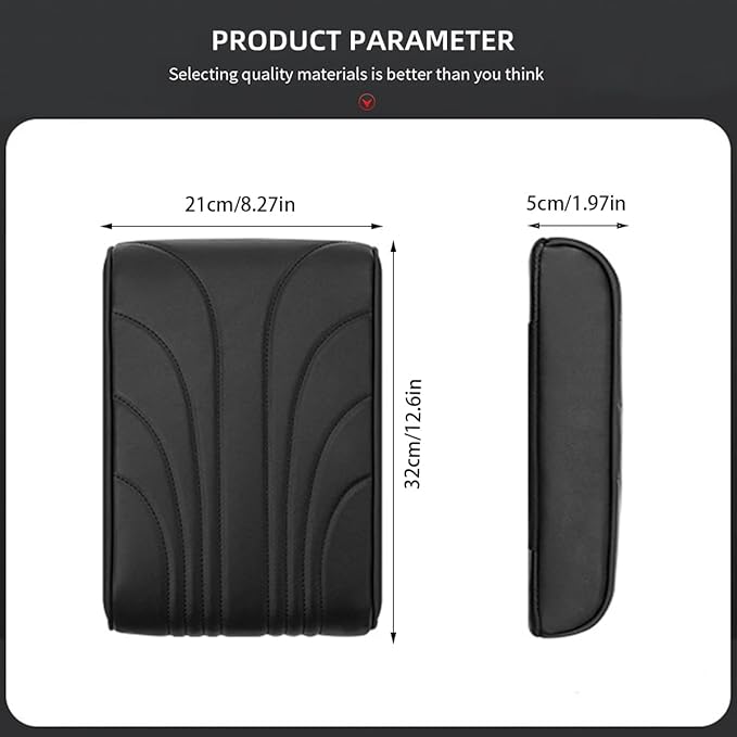 RAKSONIC Upgrade Car Console Armrest Pad,Car Armrest Cushion with Comfortable Memory Foam,Premium PU Leather Car Armrest Cover,Universal Car Center Console Pillow,Car Accessories(Black3)