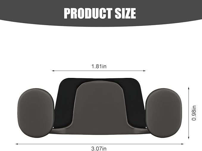 Car Mini Hook, Multifunctional Vehicle Backseat Storage Hanging Double Hook, Self-Adhesive Auto Dashboard Organizer for Earphones Charging Cable, Universal for SUV RV Truck (Dark Gray)