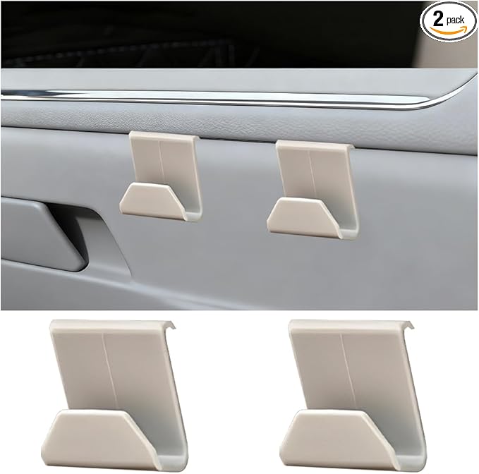 2PCS Car Co-Pilot Glovebox Hooks, Front Passenger Seat Glovebox Storage Hanger for Purse Key Umbrella Cable, Multifunctional Glove Compartment Holder Organizer Hook, Universal Fit (Beige)