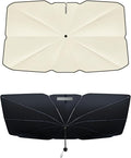 [2025 Upgrade] Retractable Windshield Sun Shade for Car, Umbrella Sunshade for Car Windshield Protect Vehicle from Sun Rays & Heat Damage Medium (57" x 33")