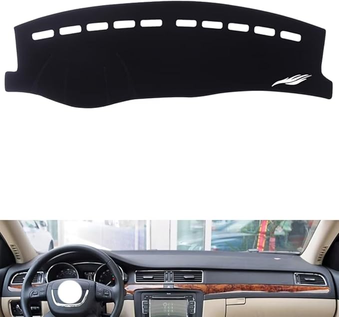 leather dashboard cover Compatible with SkodaSkoda superb，dash cover（black）