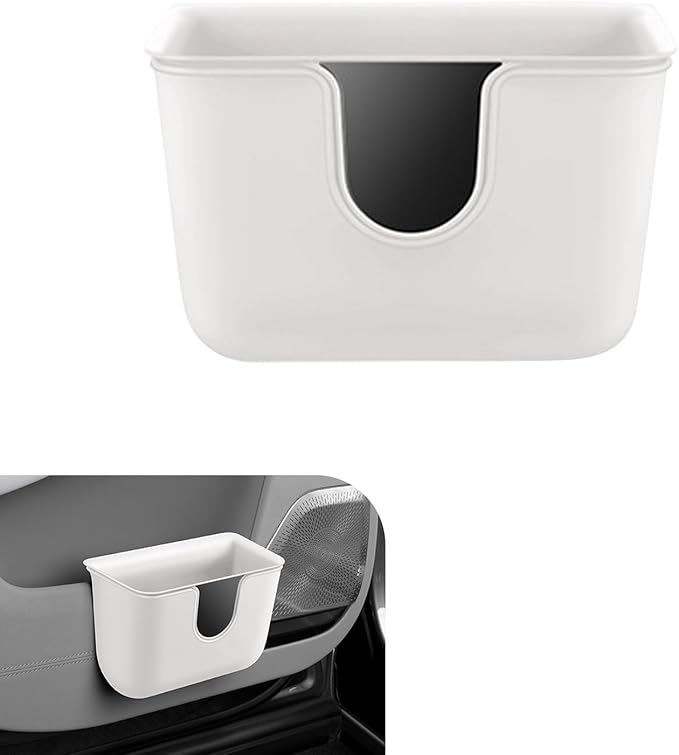 Car Trash Can, Multifunctional Double-Layer Seat Back Hanging Mini Trash Bin, Leak-Proof Waterproof Small Garbage Can for Cars, Universal Car Organizers and Storage Accessories (White)