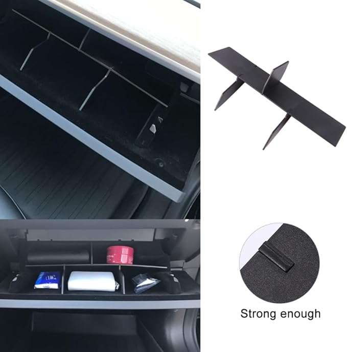Glove Box Organizer Storage Insert Divider Compatible with Tesla 13.58X2.75X0.11In Car Interior Accessory Console Partition for Enhanced Organization