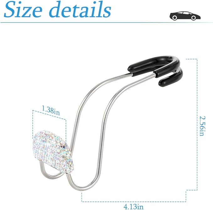AUCELI Car Headrest Hook, 2 Pack Bling Backseat Organizer Hanger for Purse Clothes Grocery Bag, Rhinestones Auto Headrest Storage Holder, Universal Car Seat Accessories for Most Vehicle (AB)