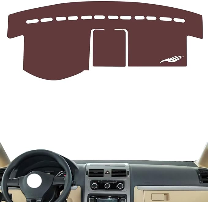 Leather Dashboard Cover Compatible with VW Touran 2004-2015,Dash Board Cover mat Anti-Slip Sun-Proof and dust-Proof(Brown)