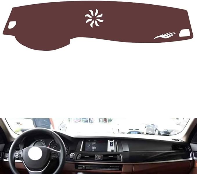 Leather Dashboard Cover Compatible with BMW 5 Series 2011-2017,Dash Board Cover mat Anti-Slip Sun-Proof and dust-Proof(Brown)