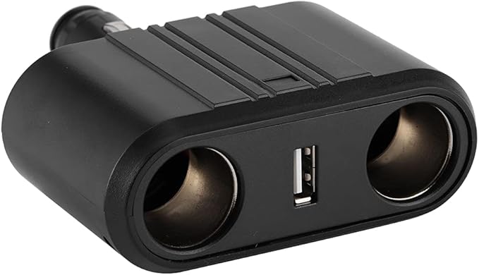 Ymiko Cigarette Lighter Adapter, ABS Cigarette Lighter Splitter with USB Fast Charge Port Car Outlet Adapter for Cars