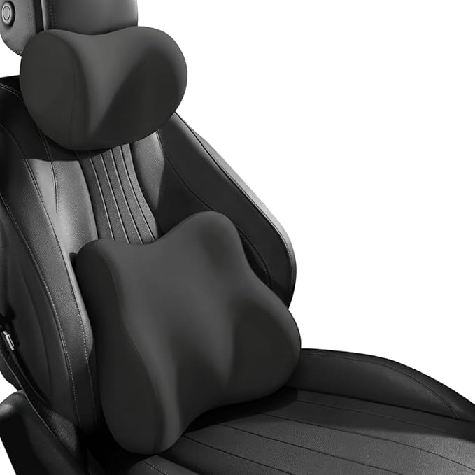 Car Headrest Pillow & Lumbar for Audi A4 B8 8K Allroad A4 B9 Avant A4 B9 allroad A5 B8 8T, Car Seat Neck Pillow Back Support, Breathable All-Season Automotive Seat Cushions, 2PCS,A Black