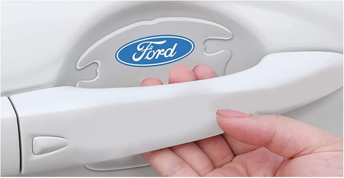 iPick Image for Ford Logo Universal Car Door Handle Cup Protector Clear Decal Stickers, Pair - Official Licensed