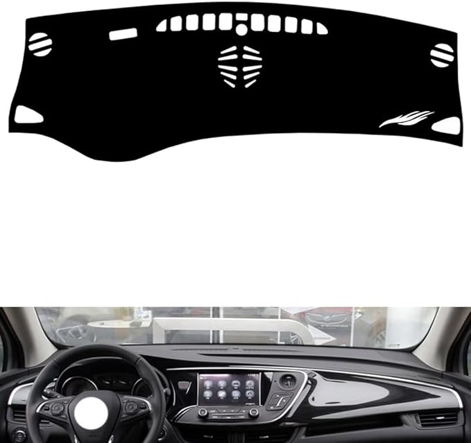 leather dashboard cover Compatible with Buick Envision (warning light、speakers)，dash cover（black）