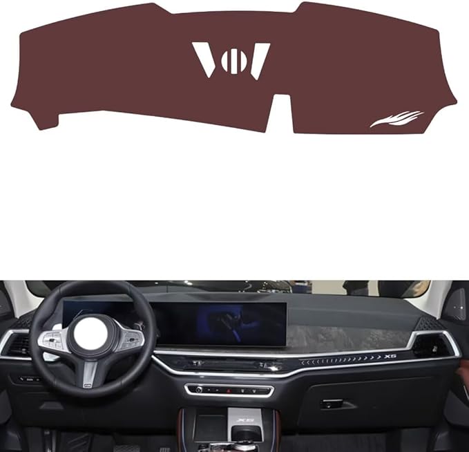 Leather Dashboard Cover Compatible with BMW X7 (No hud) 2023-2024,Dash Board Cover mat Anti-Slip Sun-Proof and dust-Proof(Brown)