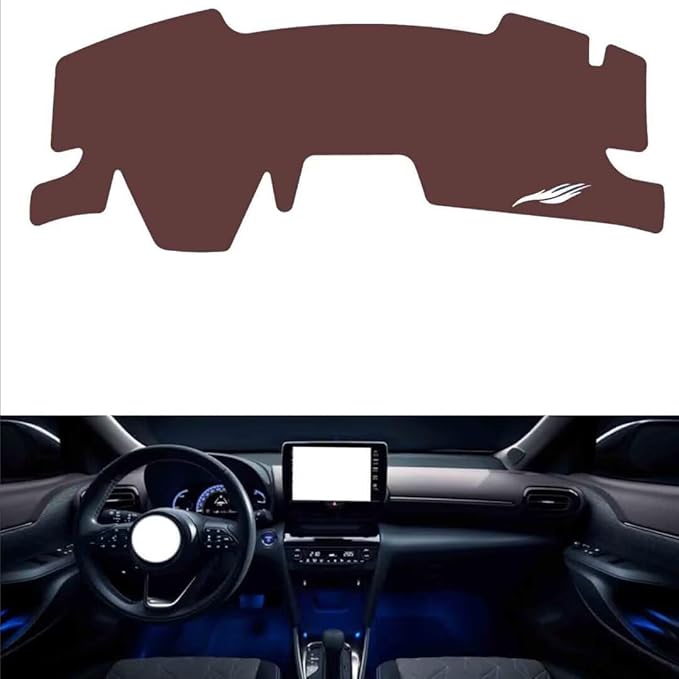 Leather Dashboard Cover Compatible with Toyota Yaris Cross（No HUD） 2020-2022，Dash Cover, Non-Slip Dash Cover, Dash mat Dashboard Cover, Interior Dash Covers