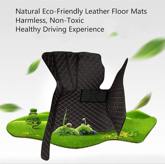 Custom Leather Car Mats, Vehicle-Specific Fit All-Weather Floor Mats, 100% Waterproof Anti-Slip Durable Protection for SUV Truck Sedan, Precision Tailored Protection (Black Green car mat)