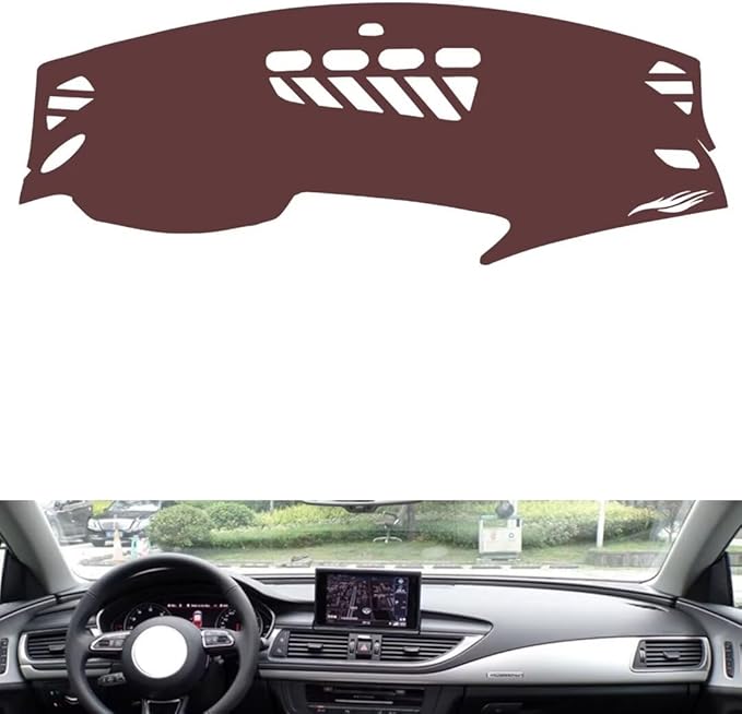 Leather Dashboard Cover Compatible with Audi A7（NO HUD） 2009-2018,Dash Board Cover mat Anti-Slip Sun-Proof and dust-Proof(Brown)