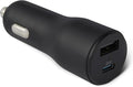 Amazon Basics Fast-Charging Car Charger, Dual-Port, 1 USBC+1 USB-A, 32W, 2.36" D x 2.36" W x 4.72" H, Black