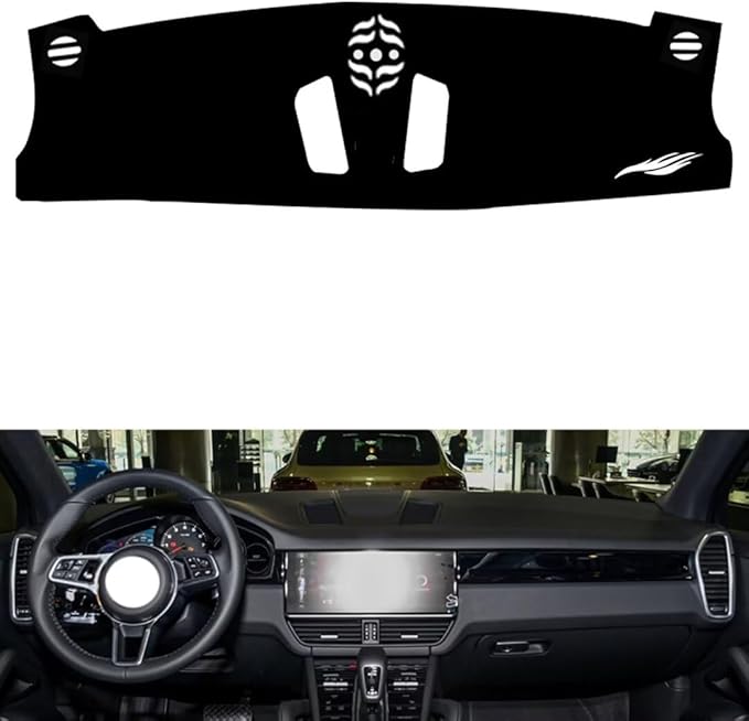 leather dashboard cover Compatible with Porsche Caynne (NO compass) 2018-2023，dash cover（black）