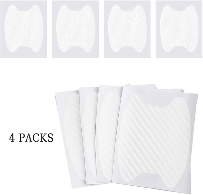 4PCS Car Door Handle Protector Sticker, Universal Carbon Fiber Anti-Scratches Auto Door Handle Protective Film, Car Door Side Paint Cover Guard Stickers Fit for Most Car Handles (White)