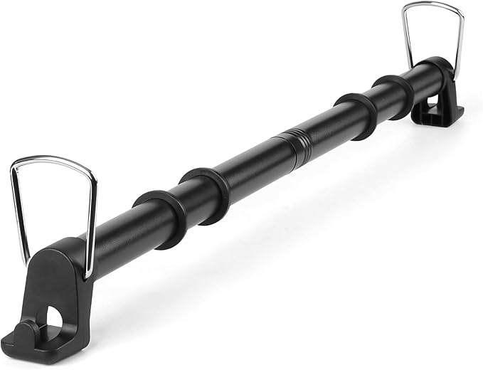 Car Clothes Hanger Bar, Heavy Duty Adjustable 30–63” Clothes Bar for Car, 132LB Load Steel Hanger Rod with 9 Anti-Slip Rings for SUV Truck RV Travel, Wrinkle-Free Clothing Organizer (Black)