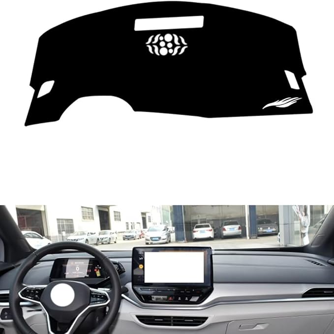 leather dashboard cover Compatible with VW ID.4 CROZZ (NO HUD，dash cover（black）