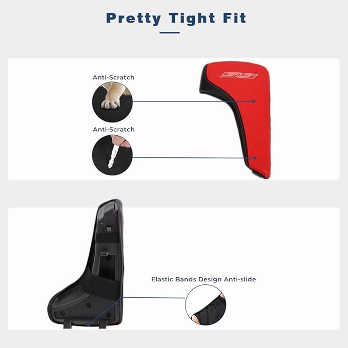 BOYOUS Armrest Cover Center Console Pad Full Protection Console Leather Arm Rest Interior Accessories Fit for Chevrolet Camaro 2016-2024-Red+Black