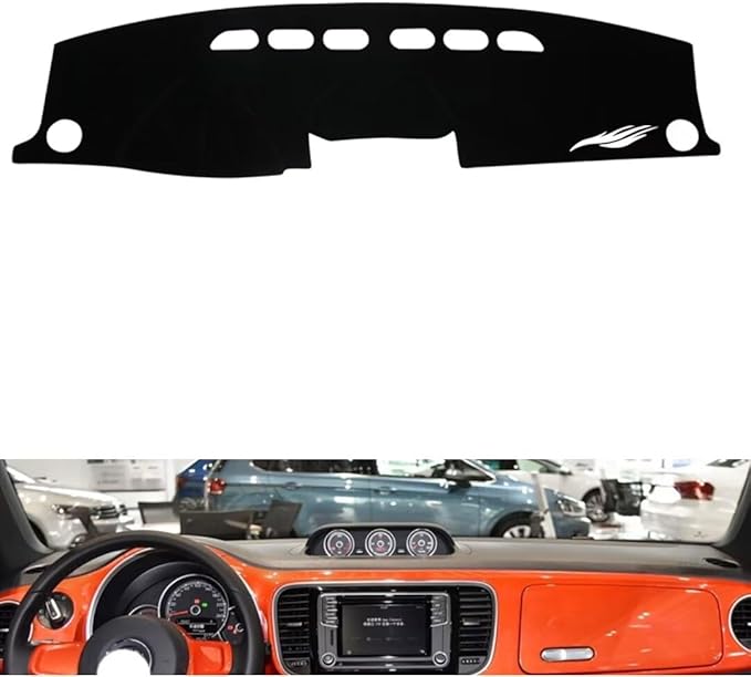 leather dashboard cover Compatible with VW Beetle（compass） 2012-2018，dash cover（black）