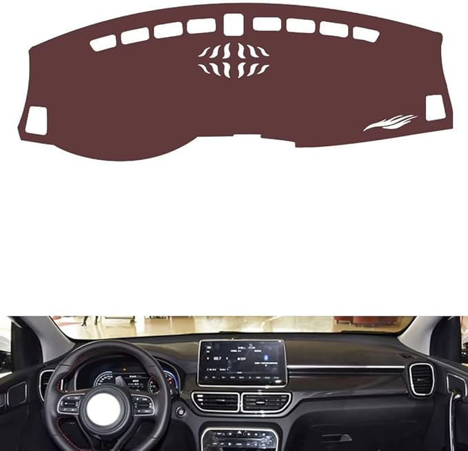 Leather Dashboard Cover Compatible with KIA KX5 2019-2021,Dash Board Cover mat Anti-Slip Sun-Proof and dust-Proof(Brown)