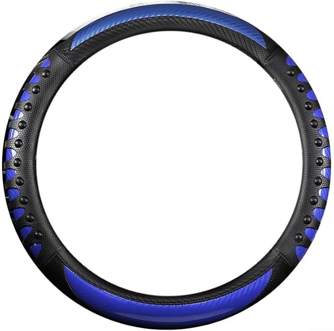 Steering Wheel Cover For Women And Men,Carbon Fiber Steering Wheel-Anti-Slip, Scratch-Resistant, Current Fit For 14–16 Inch Wheels Fit For Most Cars(42CM Blue)